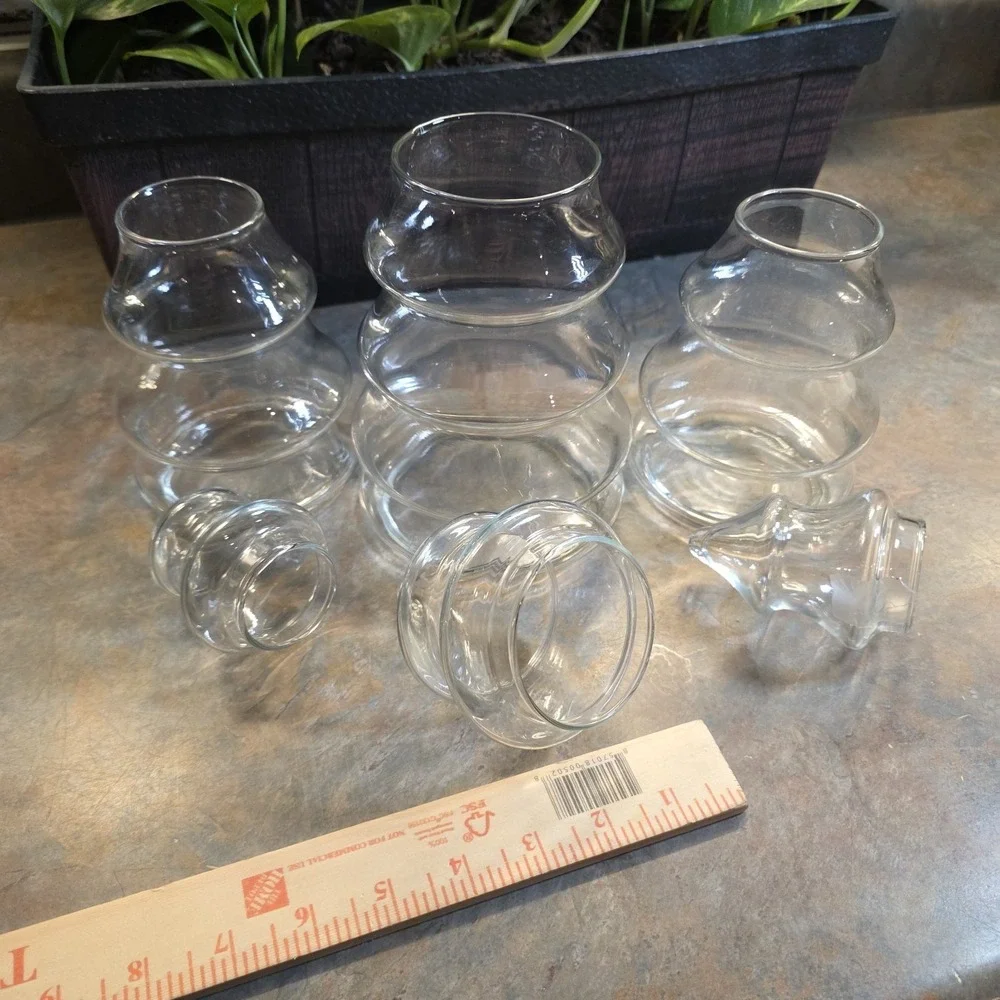Rare Vintage Libbey Glass Crystal Creations Christmas Tree Jar Complete Set of 3